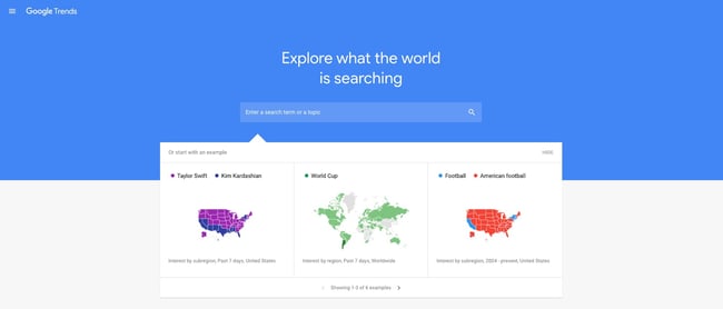 product page for the long tail keyword tool google trends