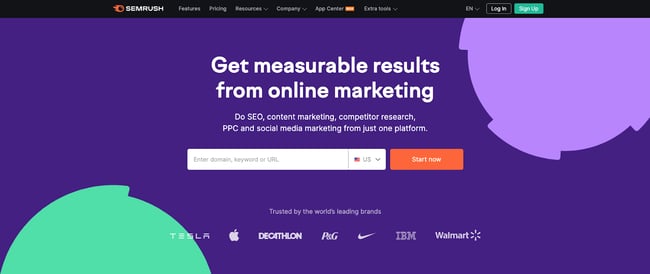 product page for the long tail keyword tool semrush