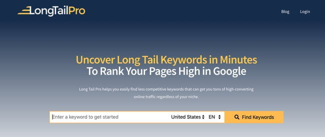product page for the long tail keyword tool longtailpro