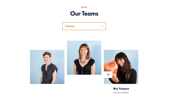 meet the team page: heart creative example