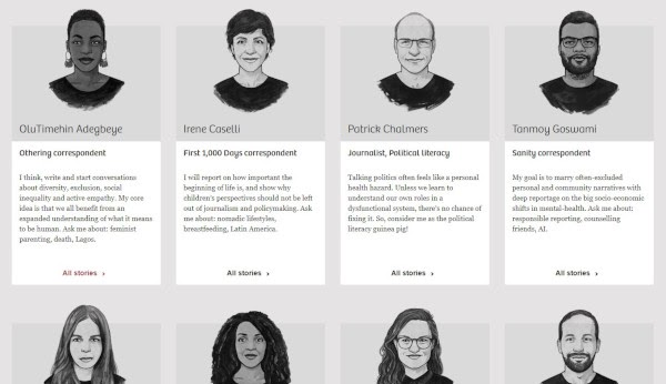 meet the team page: the correspondent example