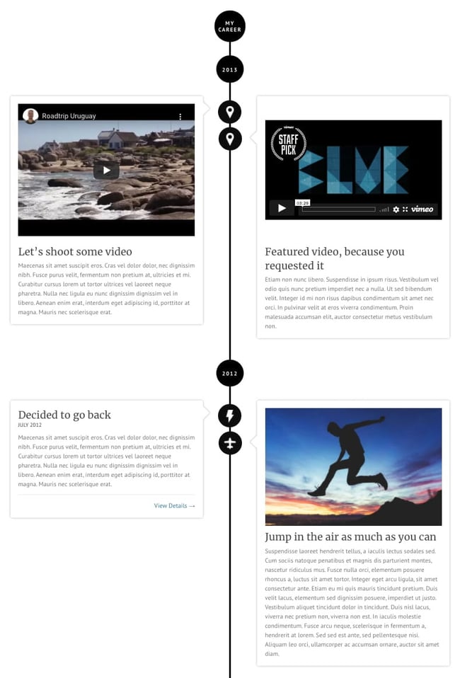 example of a facebook timeline style page made with the awsm theme