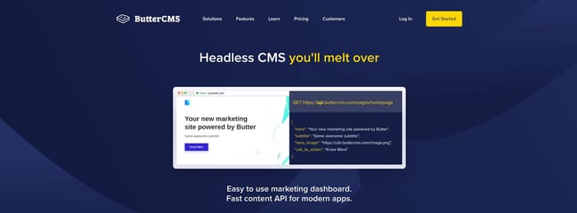 product page for the headless CMS butter cms
