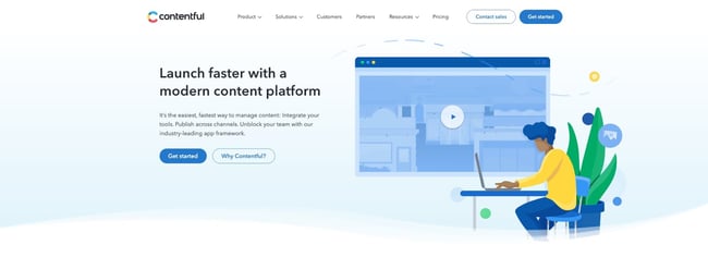 product page for the headless CMS contentful