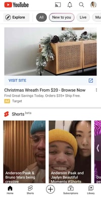 google discovery ad: youtube home feed