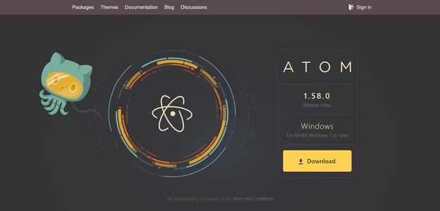 Screenshot of Atom editor download page