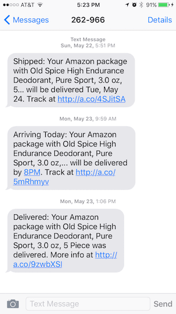 Перевести message delivered. Amazon смс.