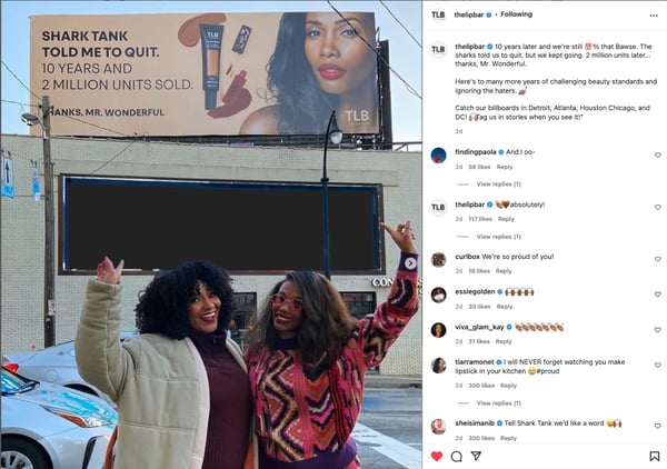media mix example showing makeup brand's billboard campaign