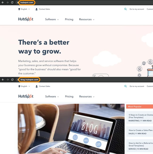 example of a subdomain on hubspot.com