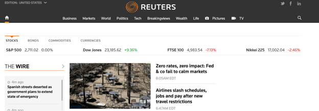 wordpress websites examples: Reuters homepage on wordpress