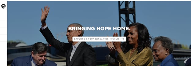 wordpress websites examples: the Obama Foundation homepage