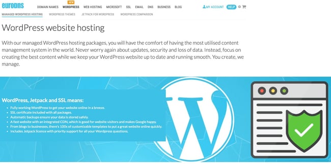homepage for the best wordpress hosting provider eurodns