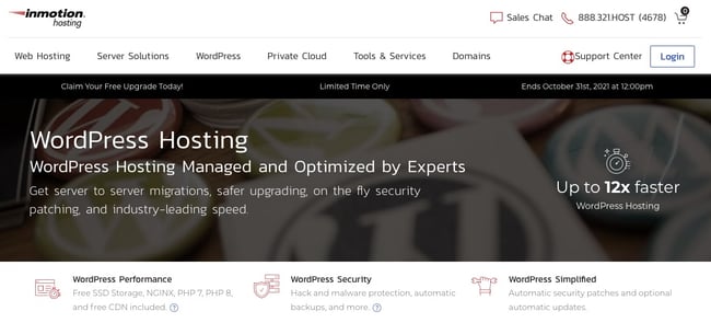 homepage for the best wordpress hosting provider inmotion