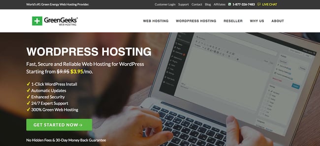 homepage for the best wordpress hosting provider greengeeks