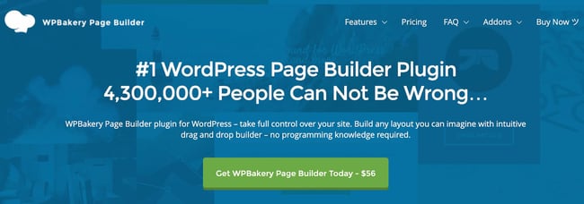 product homepage for the wordpress page builder wpbakery