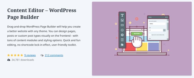 product homepage for the wordpress page builder motopress content editor