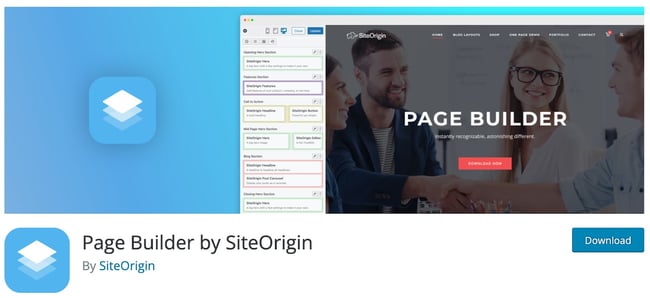 product homepage for the wordpress page builder siteorigin