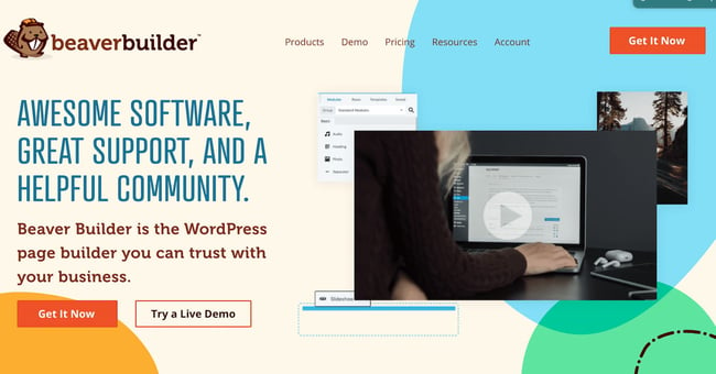 product homepage for the wordpress page builder beaver builder