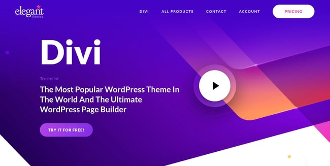 product homepage for the wordpress page builder divi