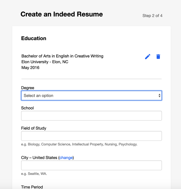 best free resume builder: indeed