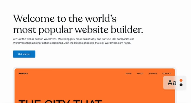 best free website builder: wordpress home page