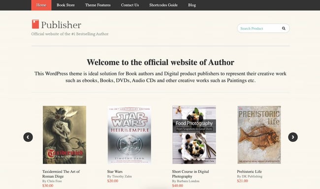 bookstore wordpress theme demo: publisher theme