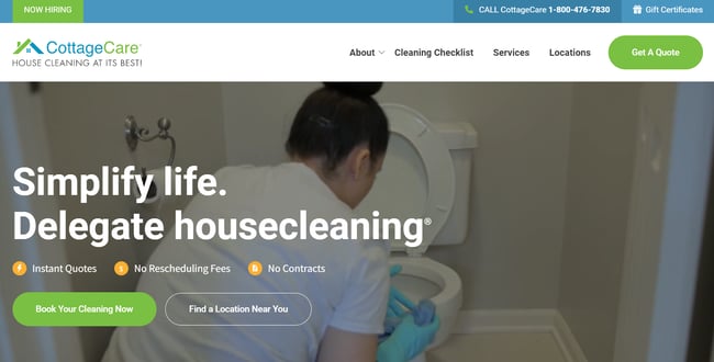 cleaning company websites, Cottage Care
