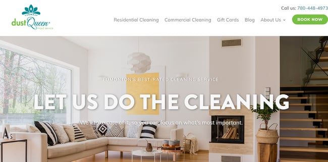 cleaning company website, Dust Queen