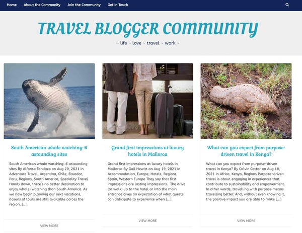 Travel blogger community travel blog aggregator site
