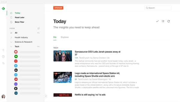 Feedly news aggregator site