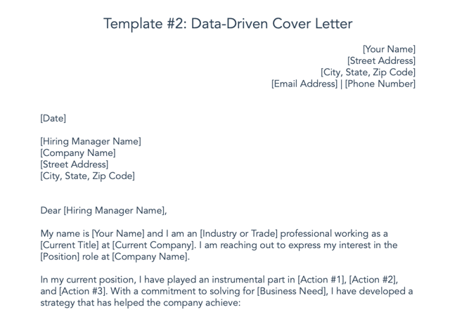 cover letter examples: data driven cover letter