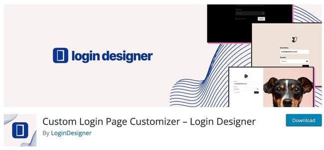 product page for the wordpress customize login page plugin login designer