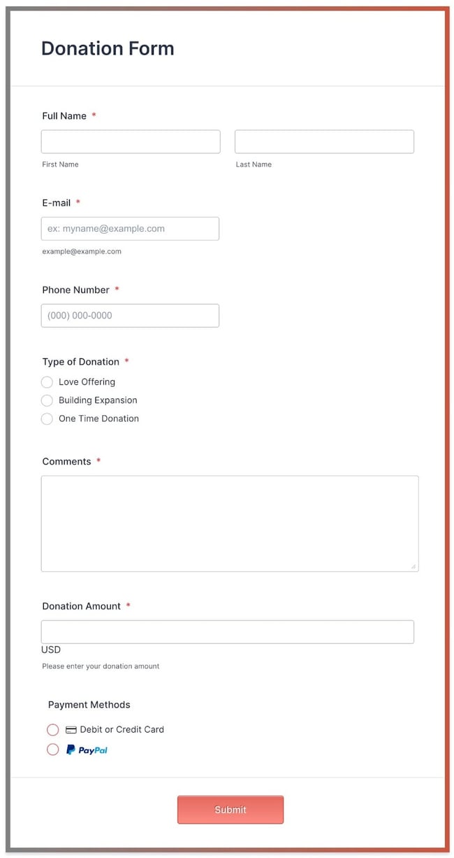 Online Donation Form Template