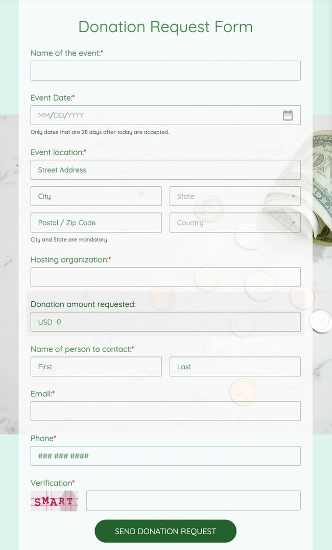 Online Donation Form Template