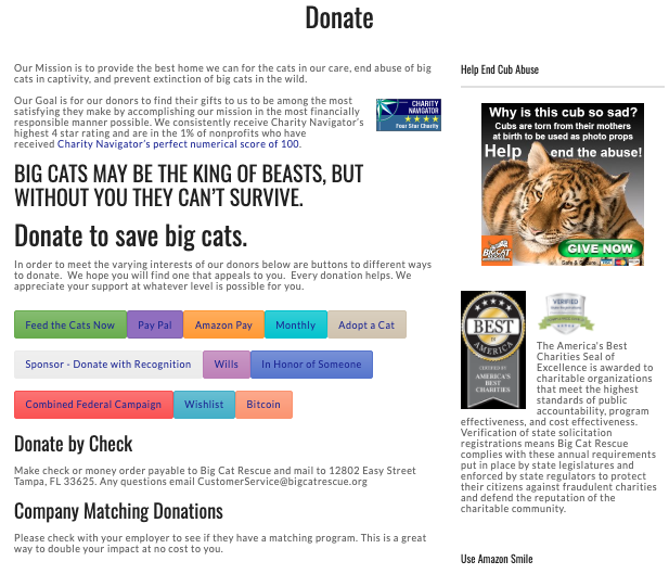 big cat rescue donation page