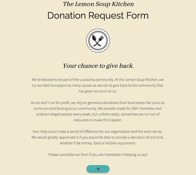request  donation form template from paperform