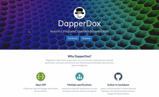 api documentation tool: DapperBox landing page details why Dapperbox