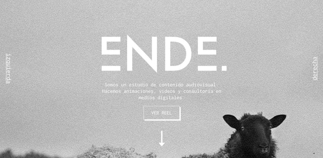 Ende's website uses border and shadow effect to draw attention to CTA button on homepage
