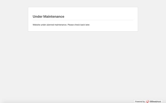 default WordPress maintenance mode message says "Under maintenance"