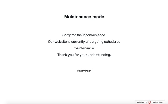 default WordPress maintenance mode page of WP Maintenance Mode plugin