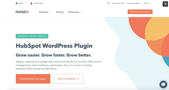 WordPress Web Design Software: HubSpot WordPress plugin