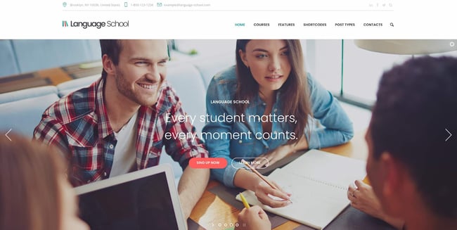 demo page for the elearning wordpress theme language school