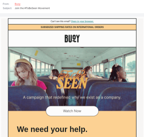 best email marketing campaign examples: buoy
