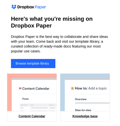 best email marketing campaign examples: dropbox