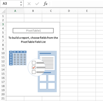 how to create a pivot table in excel: blank starting point