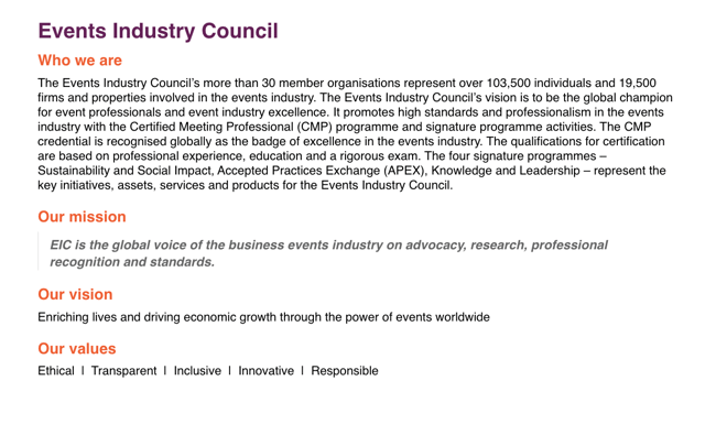 executive summary example: events industry council