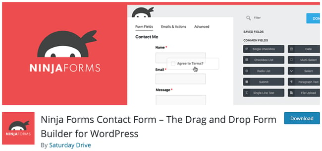 download page for the wordpresss file upload plugin ninja forms
