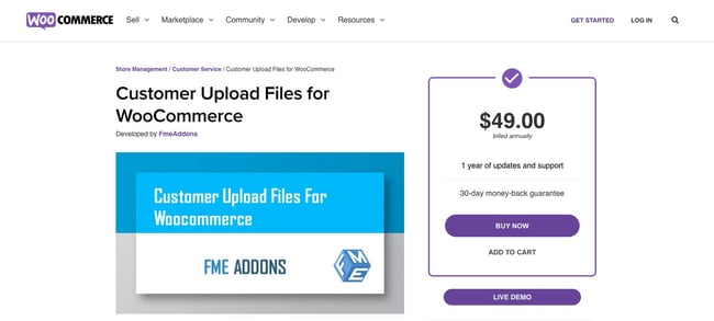 download page for the wordpresss file upload plugin customer upload files for woocommerce