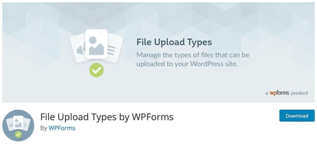 download page for the wordpress file upload plugin File Upload Types by WPForms