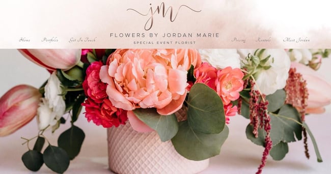 Best florist websites — design example from Flowers by Jordan Marie.